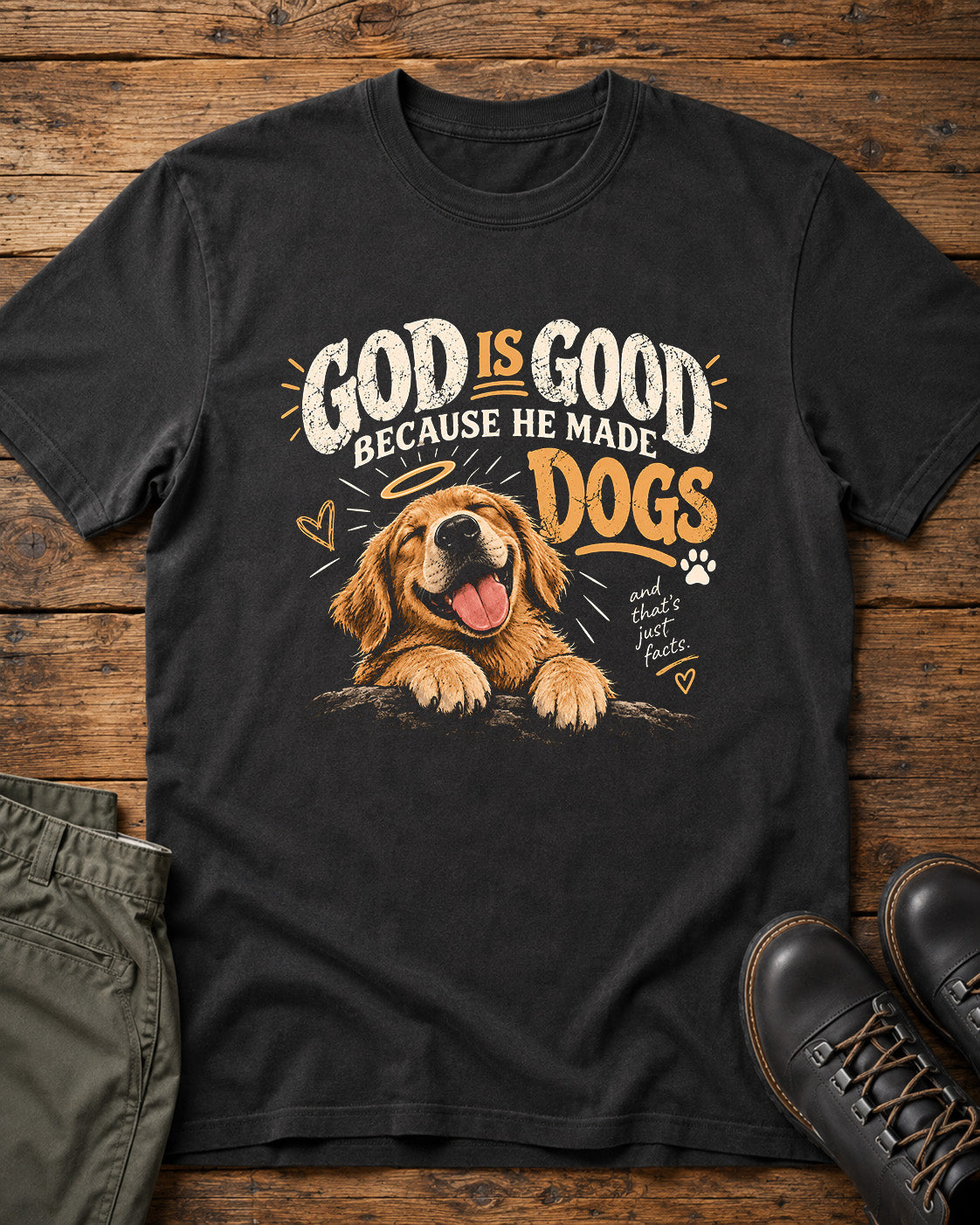 God Is Good Because He Made Dogs Christian T-Shirt – Funny Dog Faith Tee
